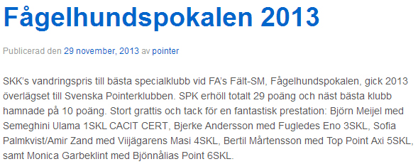 Fågelhundspokalen 2013